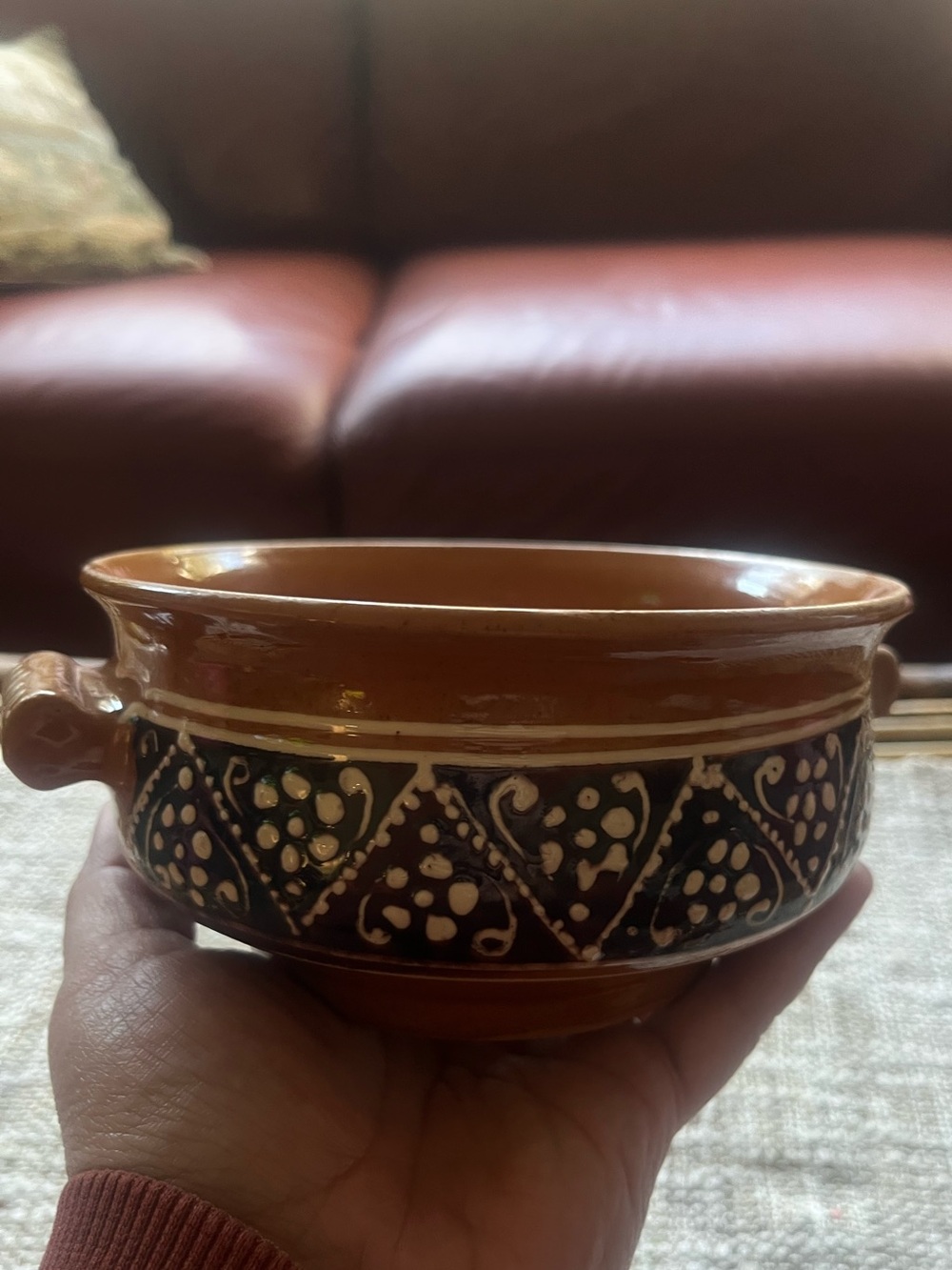 Vintage Korond Handcrafted Brown Ceramic Bowl